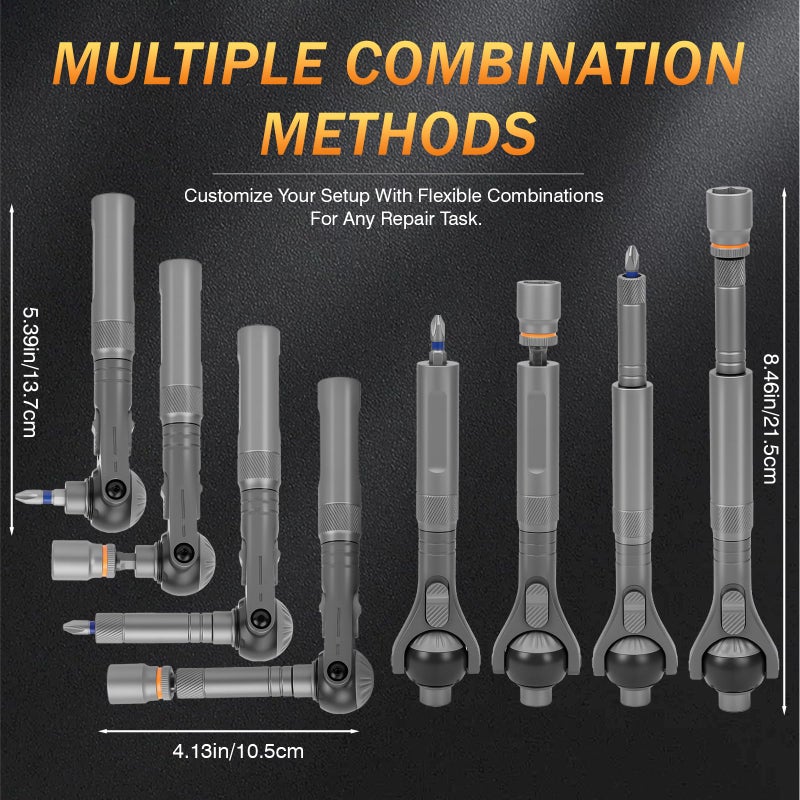 BoxedHome 40 in 1 Magnetic Ratchet Screwdriver Set, Multi Bit Screwdriver Kit with 180Â° Adjustable Handle, S2 Bits and CR-V Socket Sets, Portable Tools for Computer, Electronics, Bike and Home Repair - Image 4