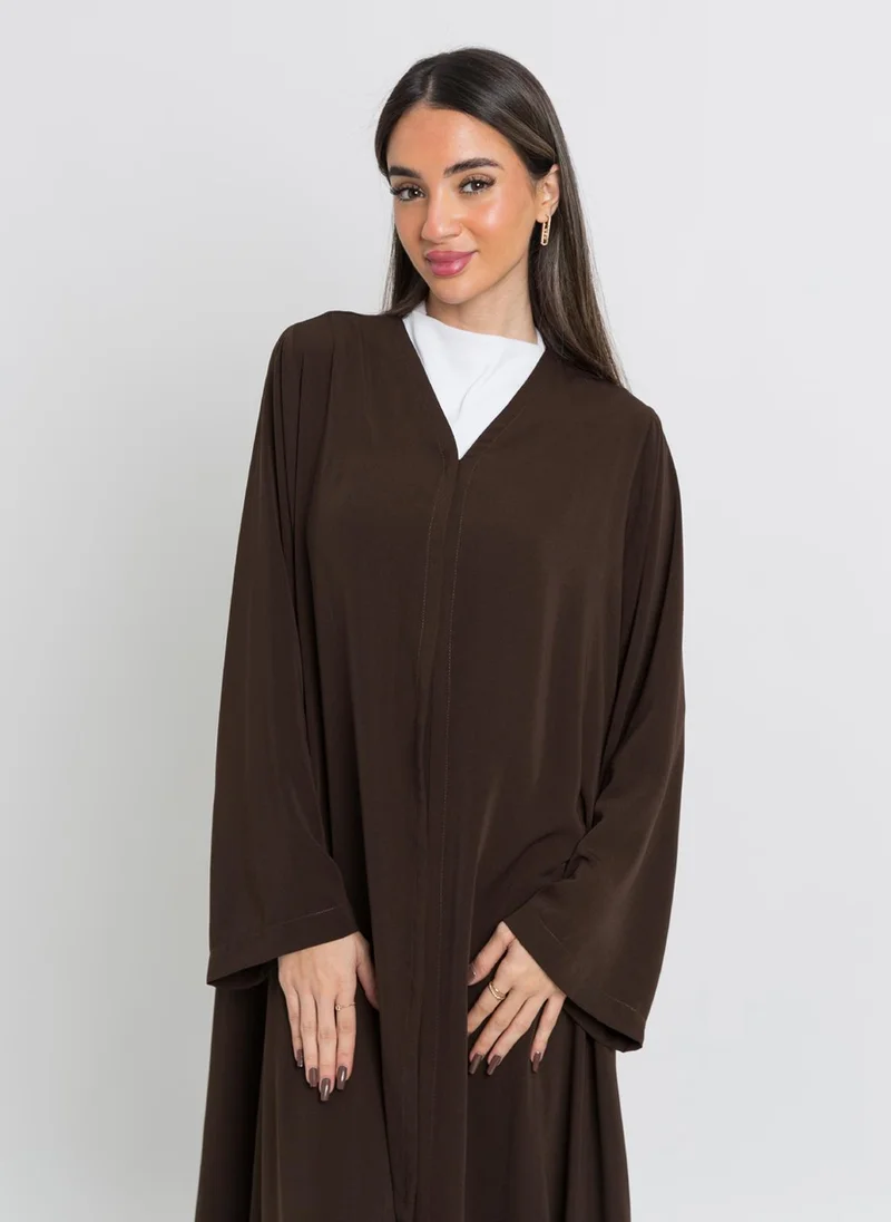 Kaafmeem Brown A-Cut Closed Abaya