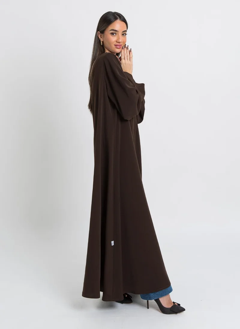 Kaafmeem Brown A-Cut Closed Abaya
