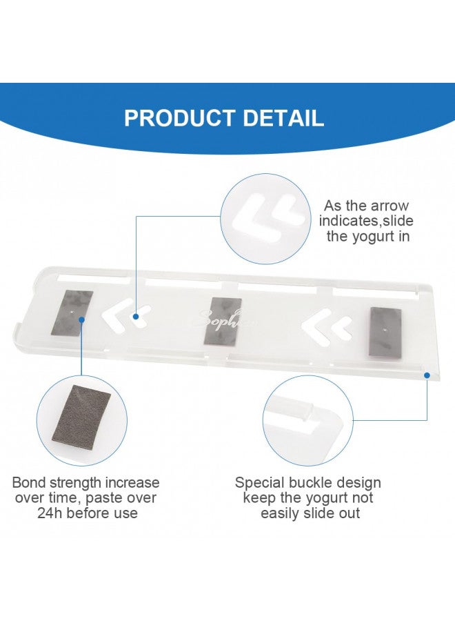 SOPHICO Sophico Yogurt Organizer for Fridge, 4 Capacity Yogurt Sliders for Refrigerator, Yogurt Holder with Adhesive Tapes for 3.75 Inch Yogurt, Greek and Vegan Yogurt (Transparent,2 Pack)  - Image 3