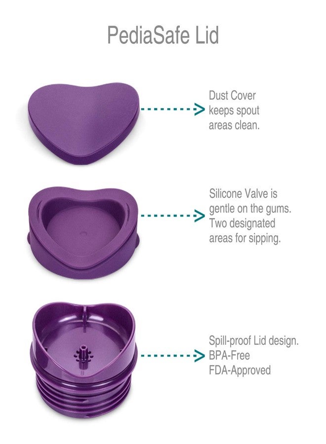 VAYA DRYNK Kids Waterbottle with Spill Proof PediaSafe Lid and Straw-Less Silicone Spout, Sippy Cup for Babies, 280 ml, Color - Frosted Purple - Image 3