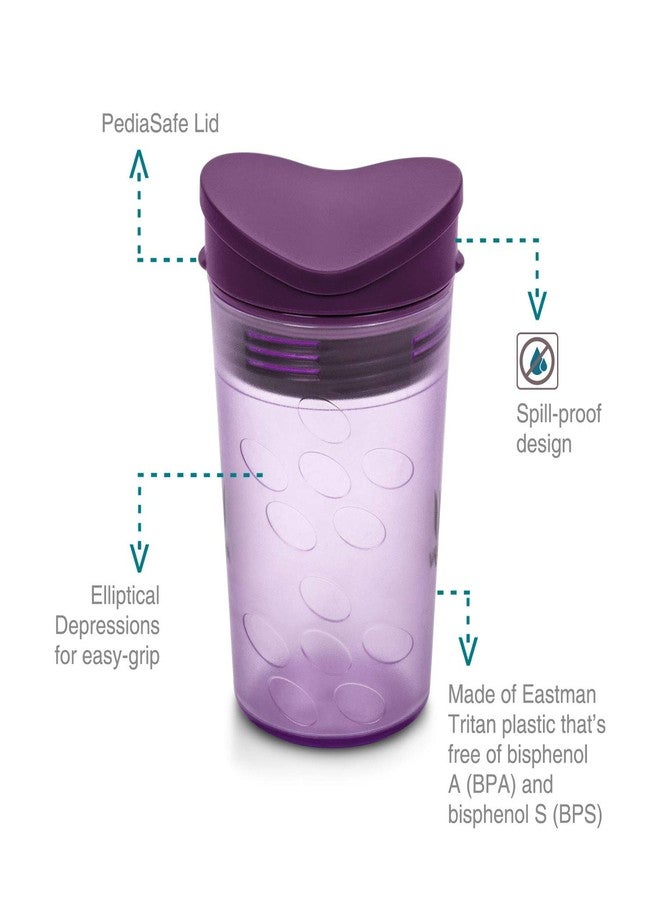 VAYA DRYNK Kids Waterbottle with Spill Proof PediaSafe Lid and Straw-Less Silicone Spout, Sippy Cup for Babies, 280 ml, Color - Frosted Purple - Image 2