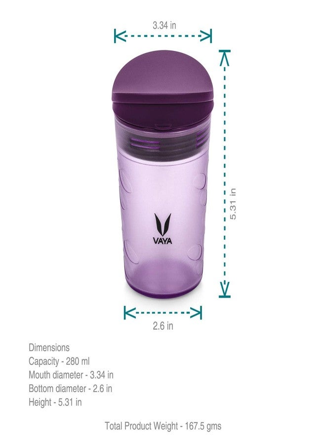 VAYA DRYNK Kids Waterbottle with Spill Proof PediaSafe Lid and Straw-Less Silicone Spout, Sippy Cup for Babies, 280 ml, Color - Frosted Purple - Image 4