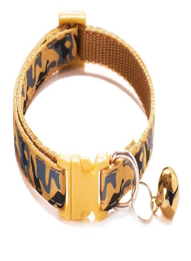 LitVibes Litvibes Cat Collar with Bell,Kitten and Small Dogs Soft Adjustable Collar,Safe,Breakaway for Cats and Puppies - Light Brown (CAMO Design), 14 x 2 cm - Image 1