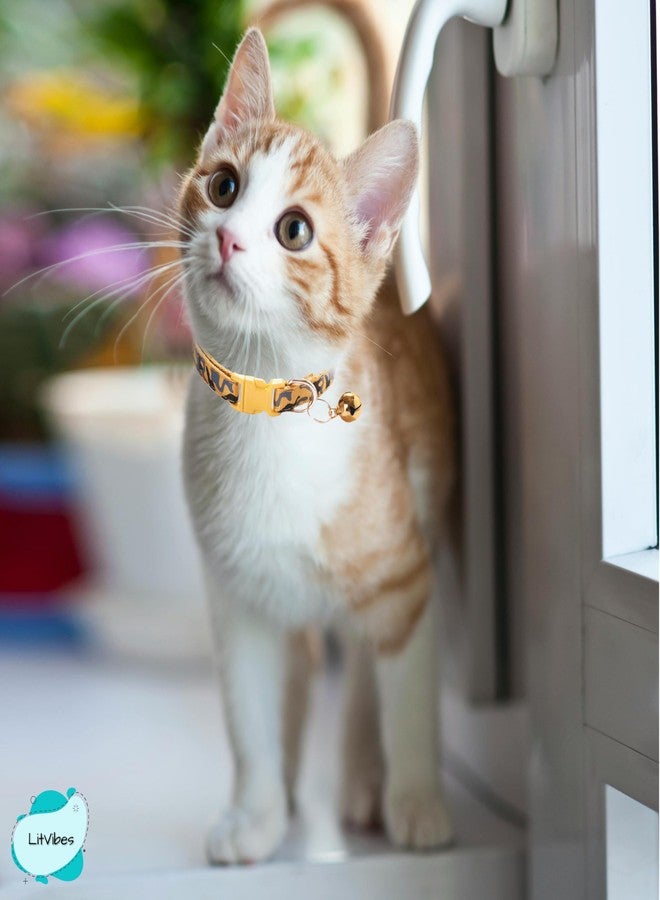 LitVibes Litvibes Cat Collar with Bell,Kitten and Small Dogs Soft Adjustable Collar,Safe,Breakaway for Cats and Puppies - Light Brown (CAMO Design), 14 x 2 cm - Image 4