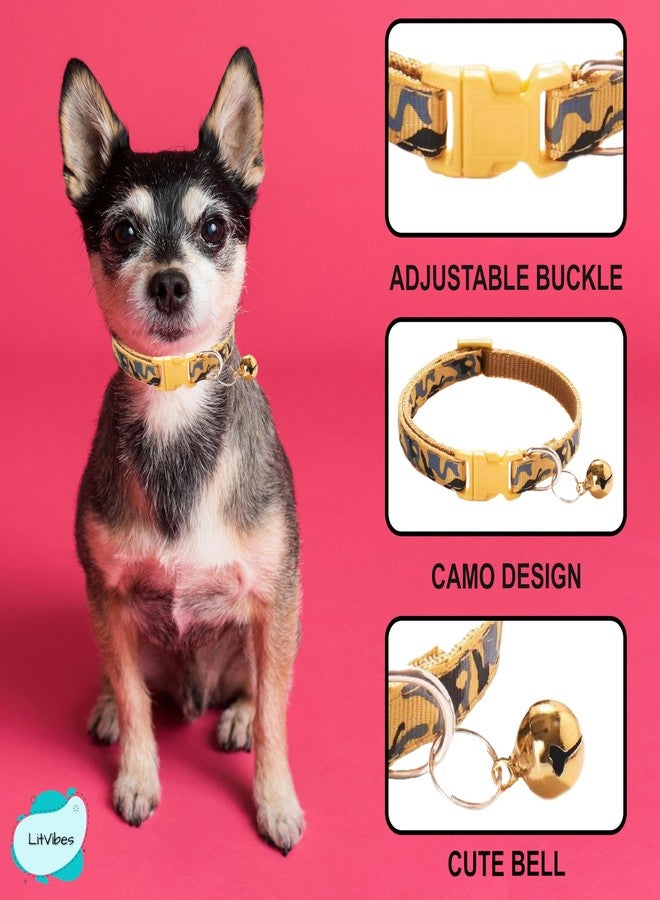 LitVibes Litvibes Cat Collar with Bell,Kitten and Small Dogs Soft Adjustable Collar,Safe,Breakaway for Cats and Puppies - Light Brown (CAMO Design), 14 x 2 cm - Image 5