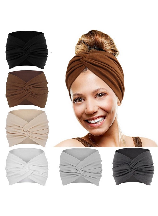 YONUF Wide Headbands For Women Extra Large Headband Twisted Knot Head Bands For Women'S Hair Band Turban Accessories 6 Pack - Image 1