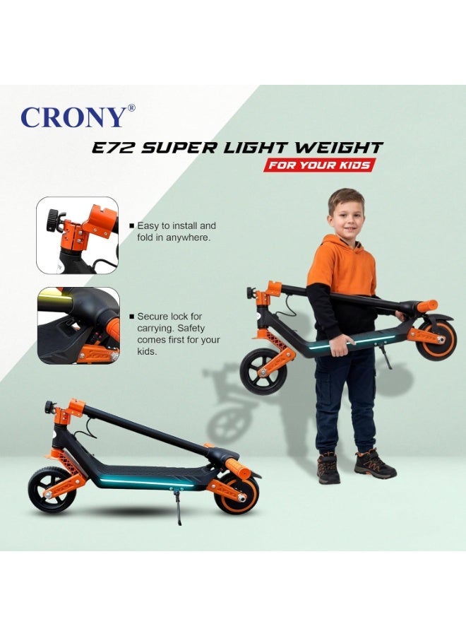 CRONY E72 Dual-Shock Kids Electric Scooter with LED Display, 3 Speed Modes, Dual Suspension, Orange - Image 3