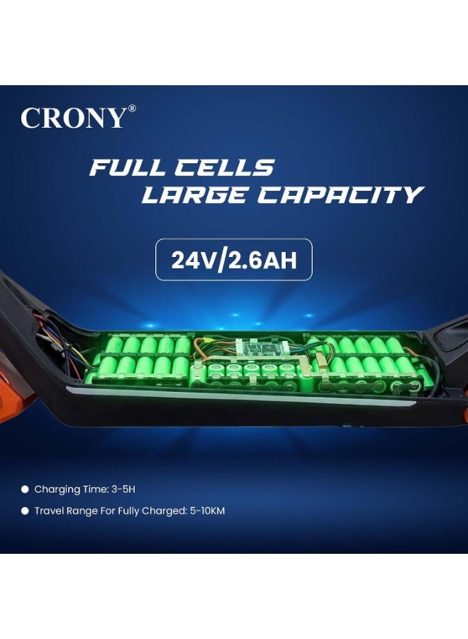 CRONY E72 Dual-Shock Kids Electric Scooter with LED Display, 3 Speed Modes, Dual Suspension, Orange - Image 4