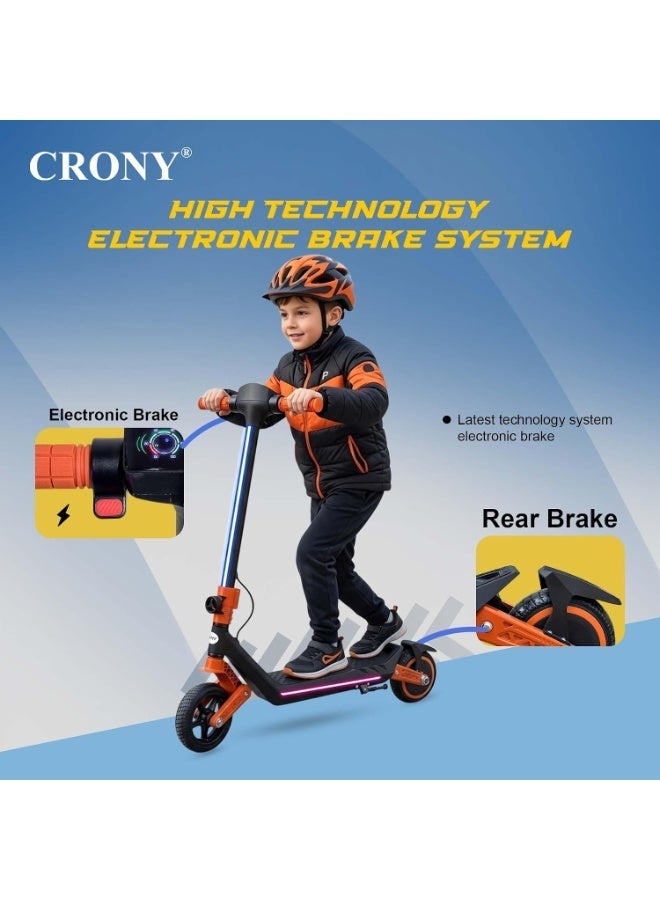CRONY E72 Dual-Shock Kids Electric Scooter with LED Display, 3 Speed Modes, Dual Suspension, Orange - Image 5