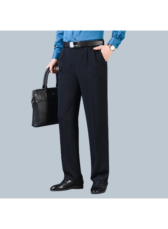 Ayoupang Summer Business Plus Size Rhinoceros Pleated Dress Pants Loose-fitting Middle-aged And Elderly Wrinkle-free Casual Trousers Black Thin Style Size 52/3 Length 6 - Image 1