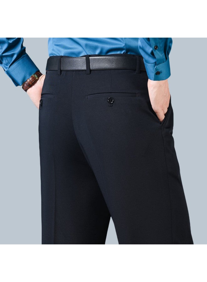 Ayoupang Summer Business Plus Size Rhinoceros Pleated Dress Pants Loose-fitting Middle-aged And Elderly Wrinkle-free Casual Trousers Black Thin Style Size 52/3 Length 6 - Image 3