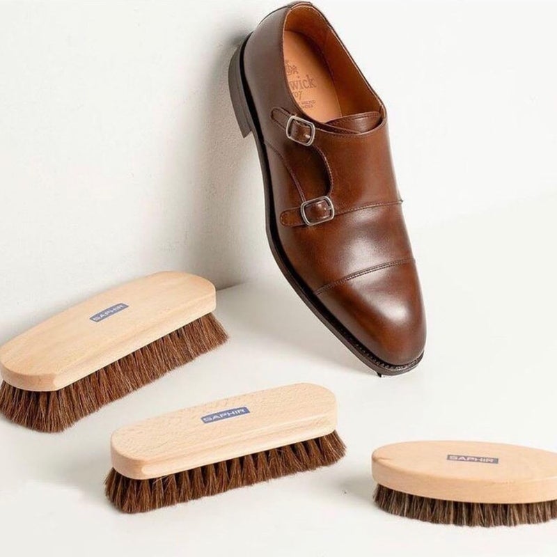 Saphir Oval Horsehair Brush - Grey - Image 3
