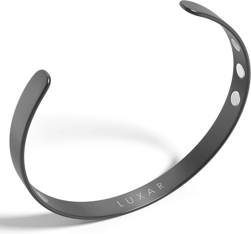 LUXAR Men's/Women's Magnetic Therapy Bracelet | Solid Titanium or Solid Copper | Sophisticated Solid Titanium Bangle with Rare-Earth Neodymium Magnets - Image 1