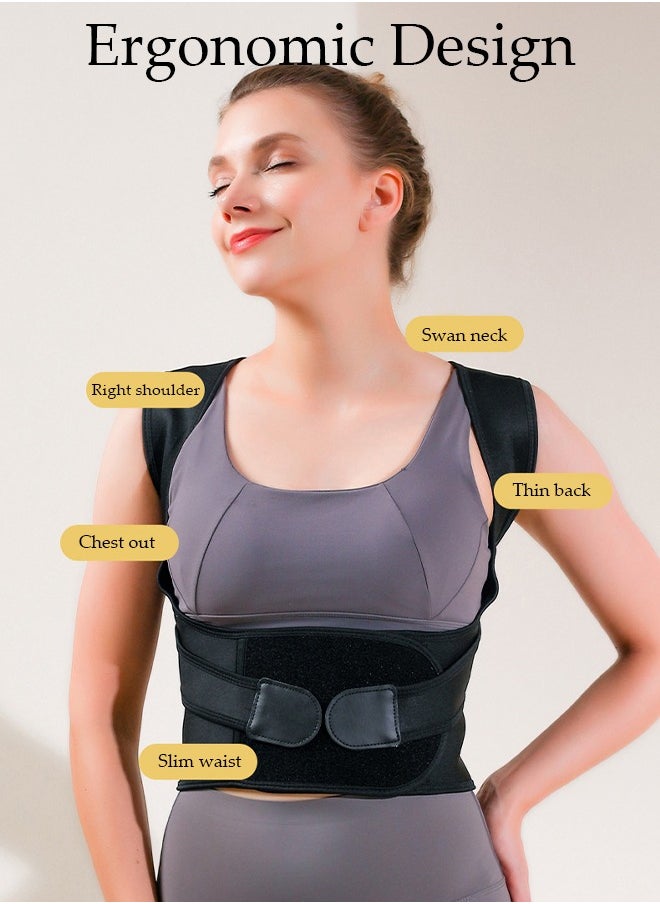 Posture Corrector for Women, Back Brace Fully Adjustable & Comfy, Muscle Memory Support Straightener, Providing Pain Relief from Neck, Shoulder, and Upper and Lower Back