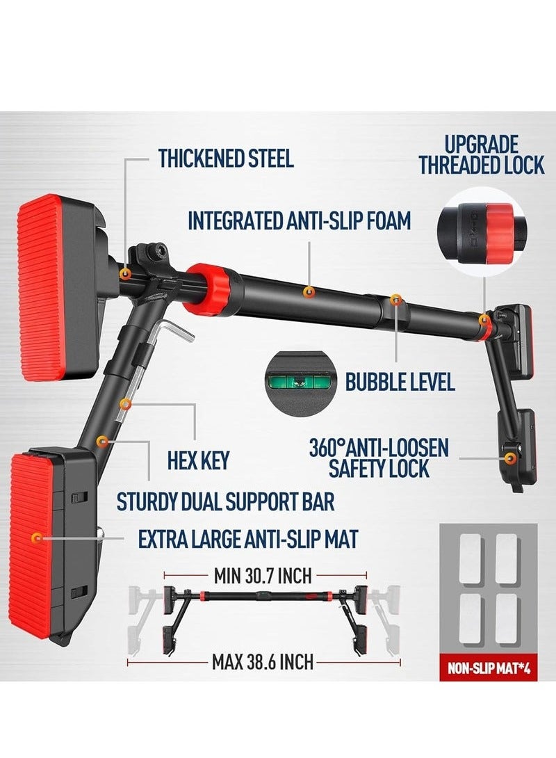Yoawllty Adjustable Pull Up Bar with Fixing Bracket for Doorway, Width 35.4-47.2 Inches, No Screw Wall Mounted Pull Up Trainer Exercise Equipment for Home - Image 2