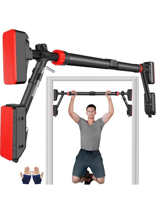 Yoawllty Adjustable Pull Up Bar with Fixing Bracket for Doorway, Width 35.4-47.2 Inches, No Screw Wall Mounted Pull Up Trainer Exercise Equipment for Home - Image 1