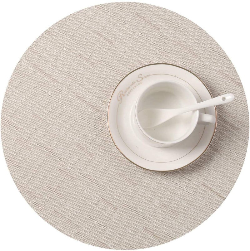 SHACOS Small Round Table Placemats Set of 5 Wedge Shaped Place Mat with Centerpiece Round Mat Heat Resistant Table Mats Washable (5, Beige) - Image 3