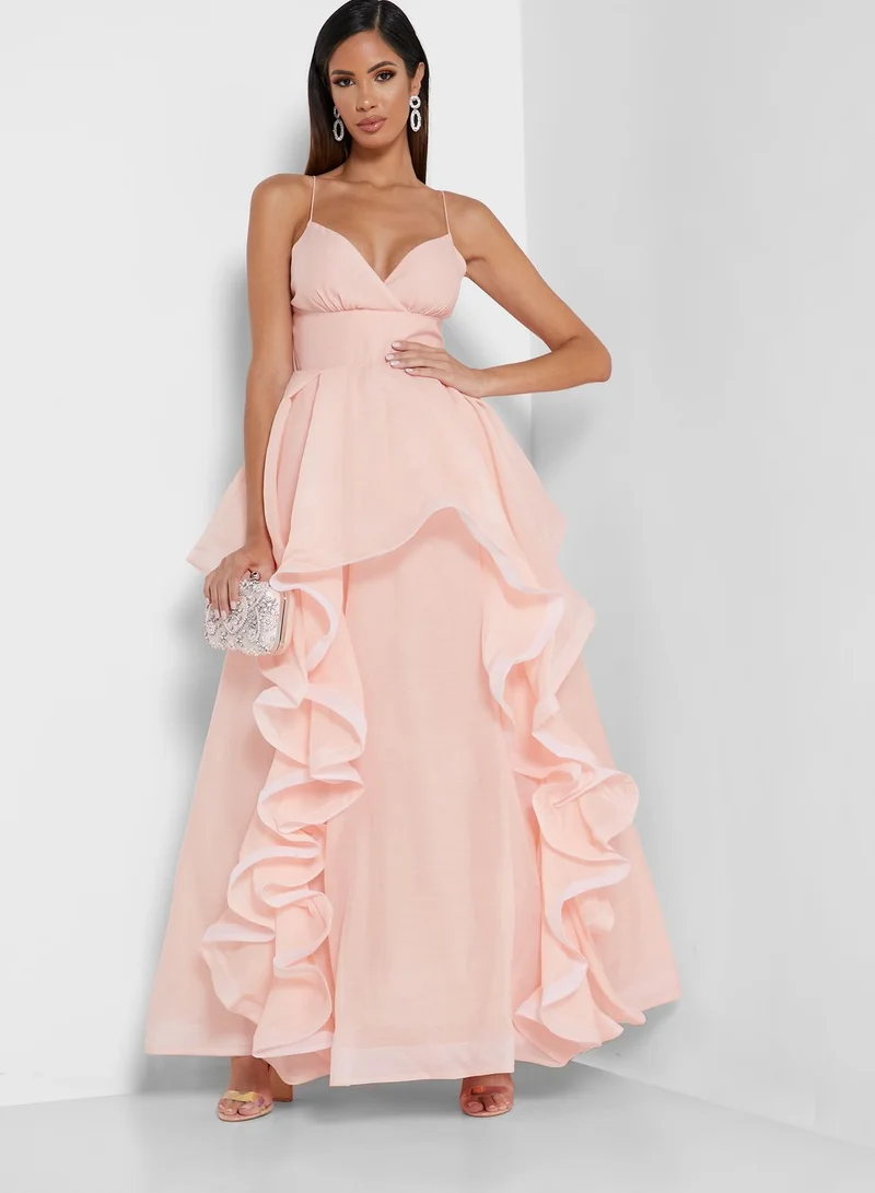 True Decadence Waterfall Cami Strap Gown