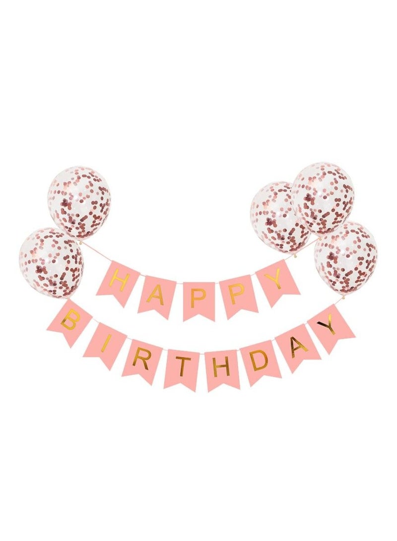 Highland Set of 9 Happy Birthday Banner and Confetti  Balloon Set  - Image 1
