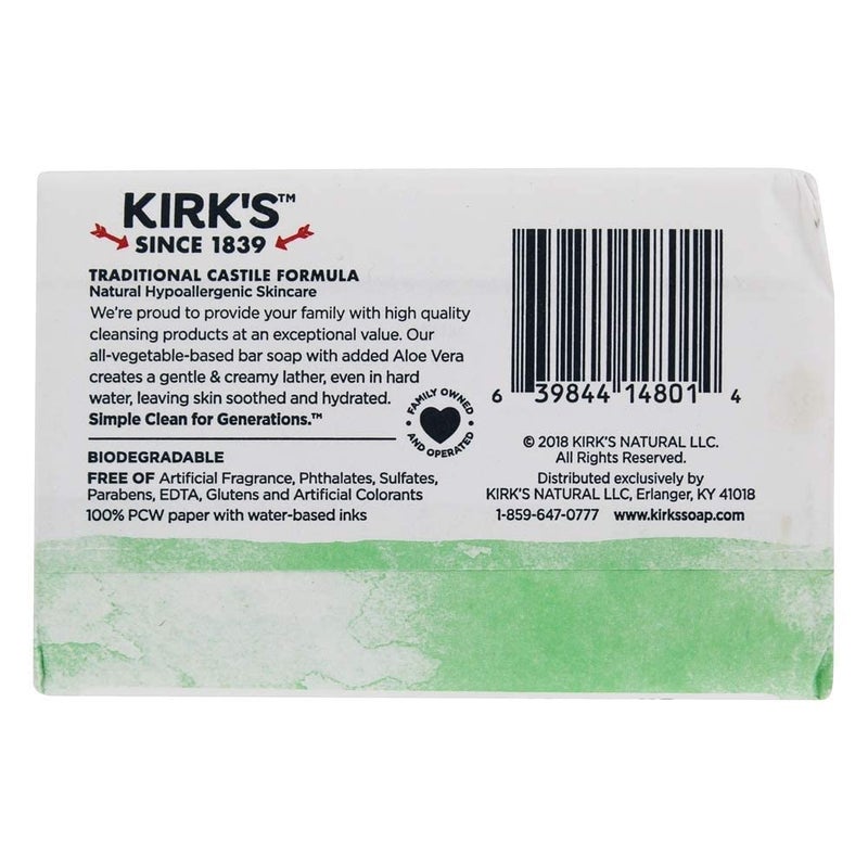 Kirk's Original Coco Castile Bar Soap Soothing Aloe Vera, 4 Oz - Image 4