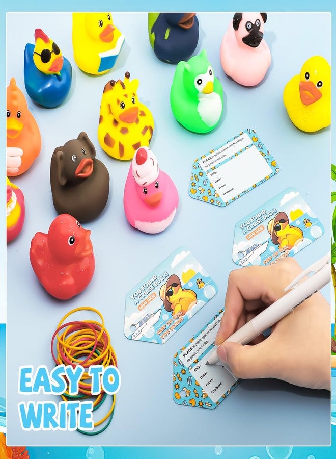 Prudiut 80 قطعة من البط المطاطي لسفن الرحلات مع مجموعات العلامات تشمل 25 قطعة من بط الرحلات و 25 علامة للبط الرحلات و 30 قطعة من الأربطة المطاطية لأساسيات سفن الرحلات - Image 3