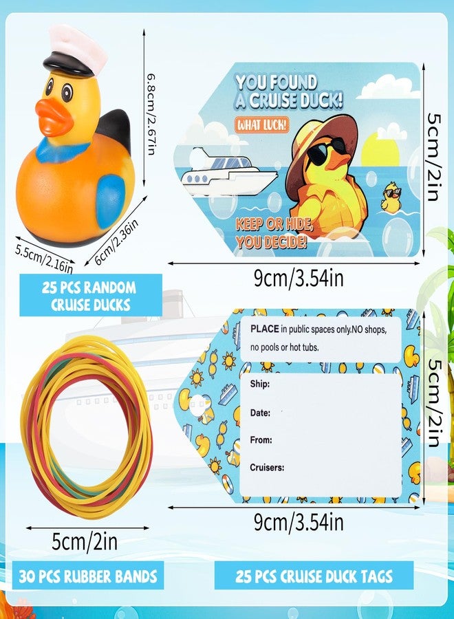 Prudiut 80 قطعة من البط المطاطي لسفن الرحلات مع مجموعات العلامات تشمل 25 قطعة من بط الرحلات و 25 علامة للبط الرحلات و 30 قطعة من الأربطة المطاطية لأساسيات سفن الرحلات - Image 2