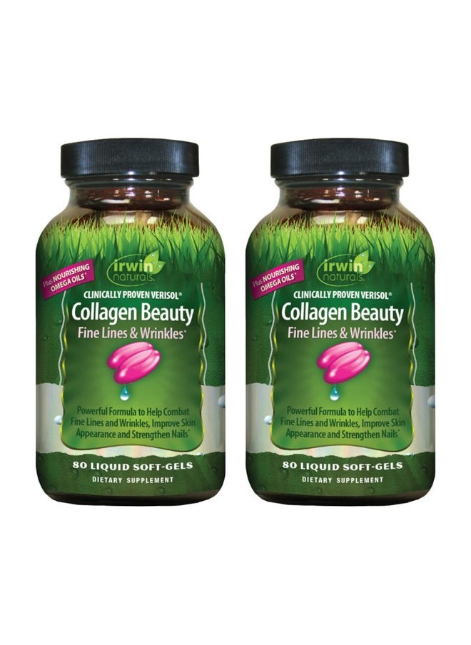 Irwin Naturals Collagen Beauty 80 Liquid Softgels Pack Of 2 Helps Combat Fine Lines & Wrinkles Improves Skin Appearance & Strengthens Nails 26 Total Servings  - Image 1