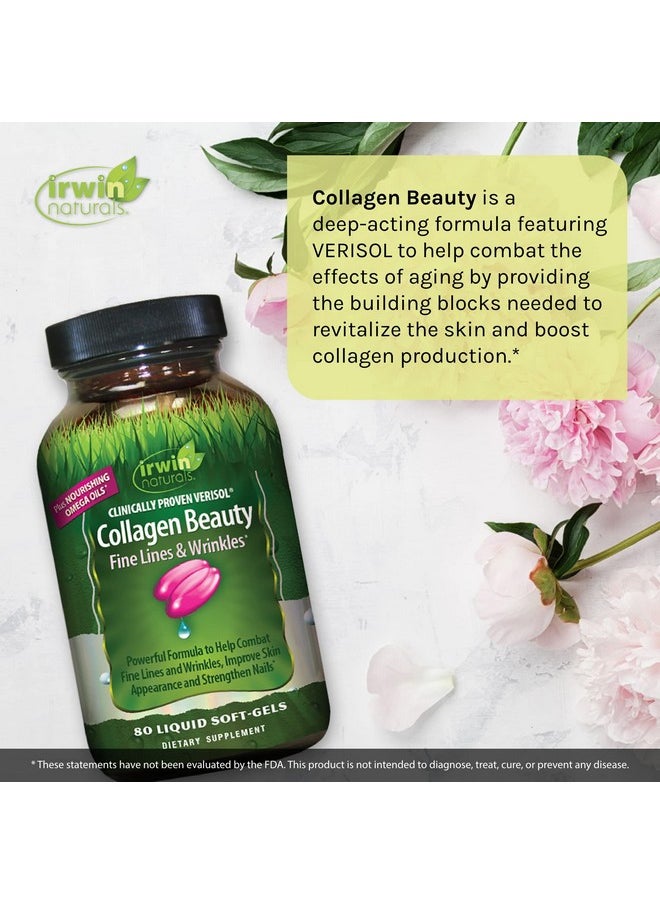 Irwin Naturals Collagen Beauty 80 Liquid Softgels Pack Of 2 Helps Combat Fine Lines & Wrinkles Improves Skin Appearance & Strengthens Nails 26 Total Servings  - Image 4