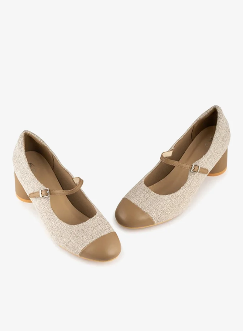 Vincci Brown Women Round-toe Mid Heel Pumps for Women | Best Price UAE