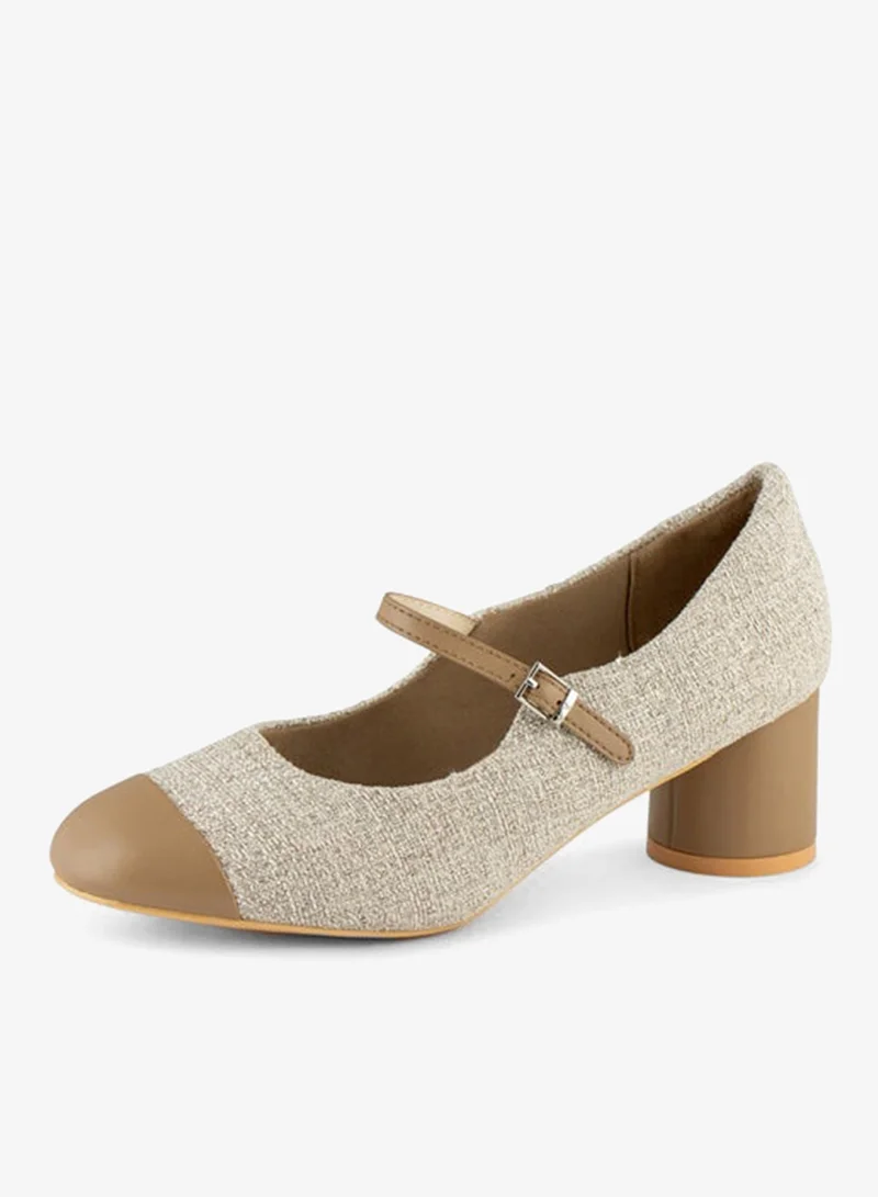 فينتشي أحذية نسائية بكعب متوسط ​​ومقدمة مستديرة