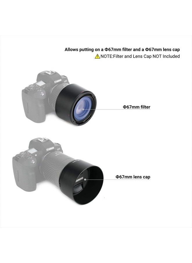 JJC - Lens Hood for Canon RF 85mm F2 Macro is STM Lens on EOS R6 R6 Mark II R5 RP R Camera, RF 85mm Lens Hood Reversible Lens Hood Replace Canon ET-77 Hood, Compatible with 67mm Filters and 67mm Lens Cap - Image 1