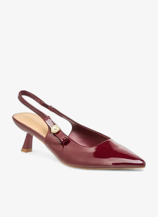 Flora Bella Womens Bow Detail Flared Heel Slingback Shoes