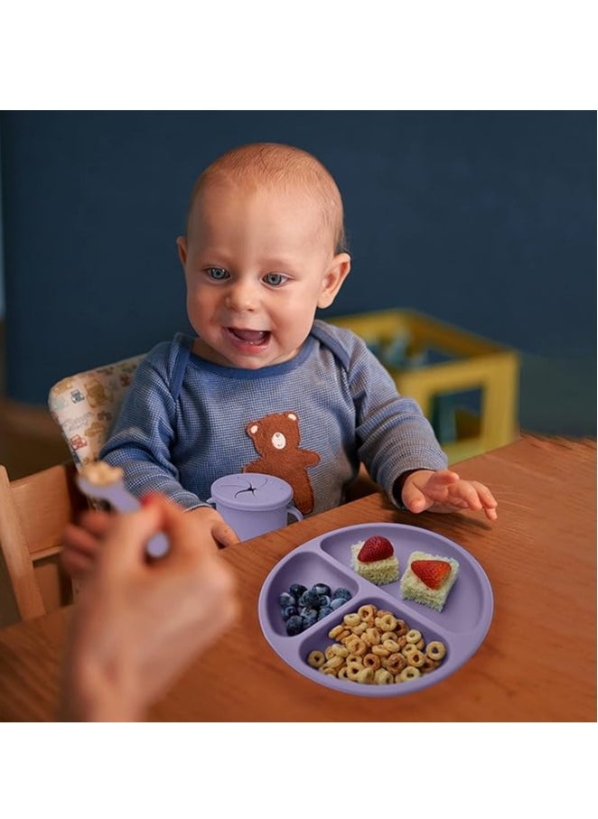 iNeek 9 Piece  Baby Led Weaning Supplies Silicone Feeding Set  Baby Toddler Bib Cup Divided Plate and Bowl Self Feeding Spoons Dish Set  Baby Utensils |Toddler Feeding Supplies  - Image 4