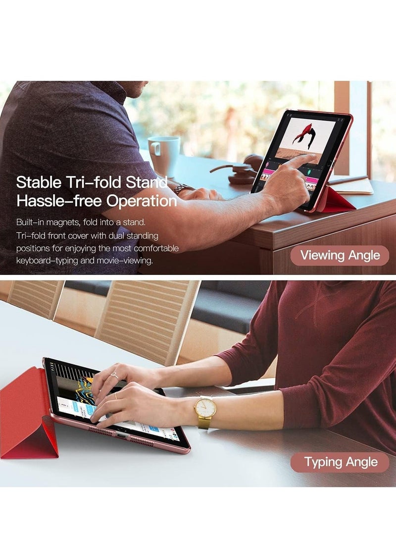 IAF iPad 10.2 Case - Compatible with 9th Generation (2021), 8th Generation (2020), 7th Generation (2019) - Slim Translucent Hard PC Protective Smart Cover with Stand - Red - Image 4