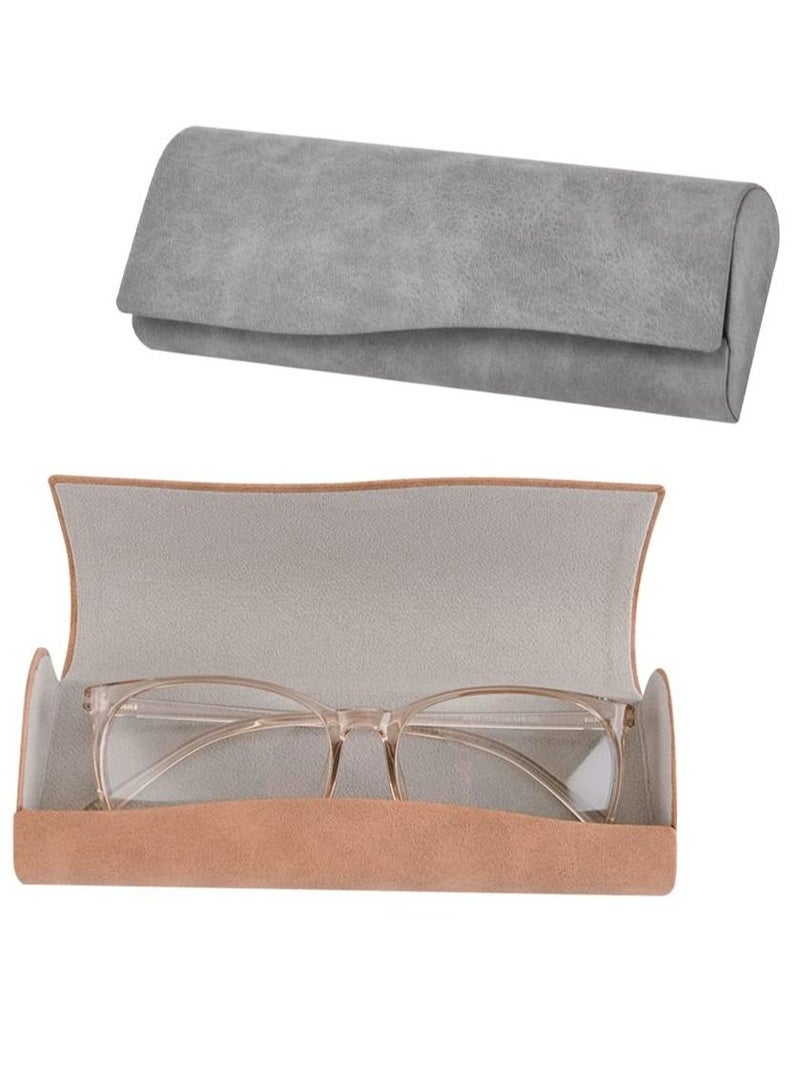 SYOSI Hard Shell Sunglasses Case Leather Glasses Case Protective Sunglasses Pouch Holder Storage Eye Glasses Pouch Carry Case with Cleaning Cloth for Men and Women (2 Pcs Yellow and Gray)  - Image 1