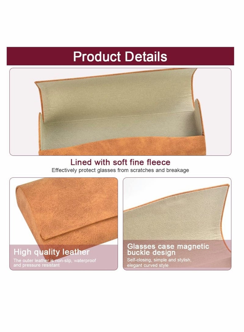 SYOSI Hard Shell Sunglasses Case Leather Glasses Case Protective Sunglasses Pouch Holder Storage Eye Glasses Pouch Carry Case with Cleaning Cloth for Men and Women (2 Pcs Yellow and Gray)  - Image 4