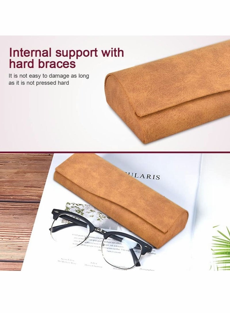SYOSI Hard Shell Sunglasses Case Leather Glasses Case Protective Sunglasses Pouch Holder Storage Eye Glasses Pouch Carry Case with Cleaning Cloth for Men and Women (2 Pcs Yellow and Gray)  - Image 3