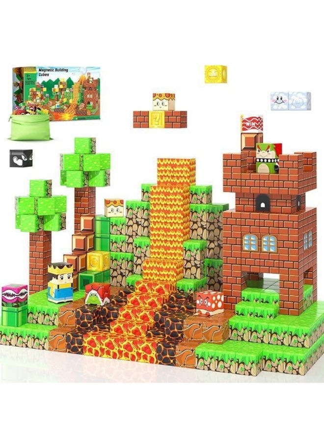 60PCS Magnetic Blocks,Magnet Building Toys,0.8IN Magnet Cubes Tiles Building Blocks,Sensory STEM Toys for 3+ Boys or Girls - Image 1