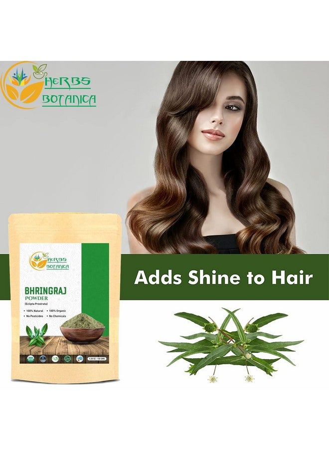 HERBS BOTANICA - مسحوق بهرينجراج العضوي إكلبتا ألبا الأقحوان الكاذب كاريسالانكانني مسحوق بهرينجراجسافا لتغذية شعرك طبيعياً لعثور على خصال لامعة ٥.٣ أونصة / ١٥٠ جرام - Image 1