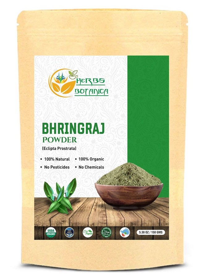HERBS BOTANICA - مسحوق بهرينجراج العضوي إكلبتا ألبا الأقحوان الكاذب كاريسالانكانني مسحوق بهرينجراجسافا لتغذية شعرك طبيعياً لعثور على خصال لامعة ٥.٣ أونصة / ١٥٠ جرام - Image 1