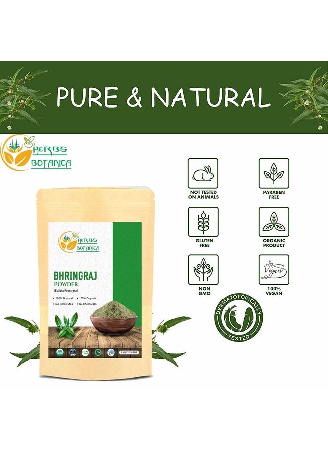 HERBS BOTANICA - مسحوق بهرينجراج العضوي إكلبتا ألبا الأقحوان الكاذب كاريسالانكانني مسحوق بهرينجراجسافا لتغذية شعرك طبيعياً لعثور على خصال لامعة ٥.٣ أونصة / ١٥٠ جرام - Image 1