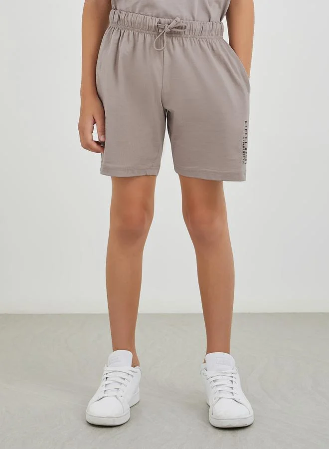 Styli Styli Boys Typography Print Oversized T-Shirt and Shorts Set