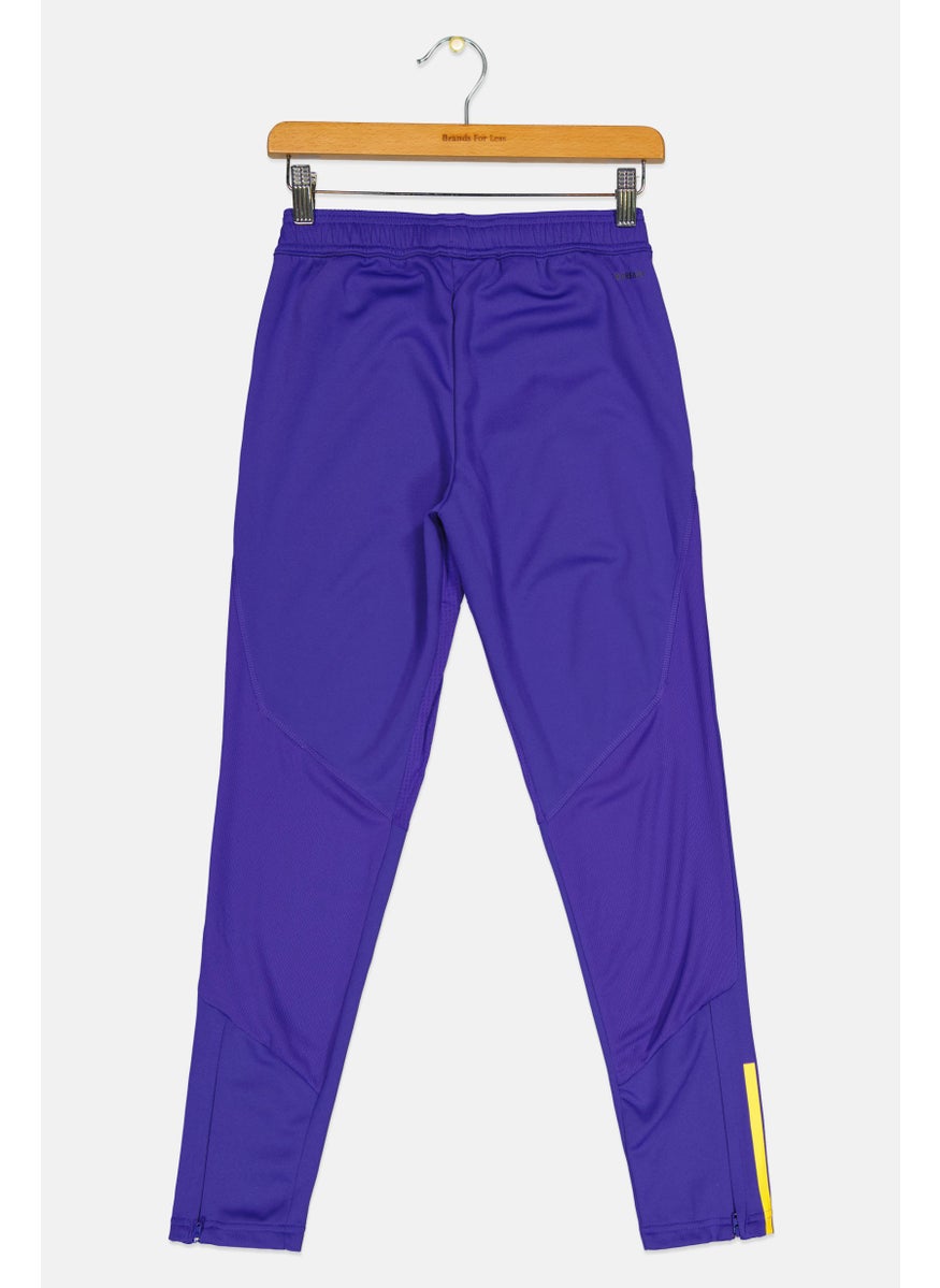 Adidas Kids Girl Drawstring Brand Logo Training Track Pants, Purple  - Image 2