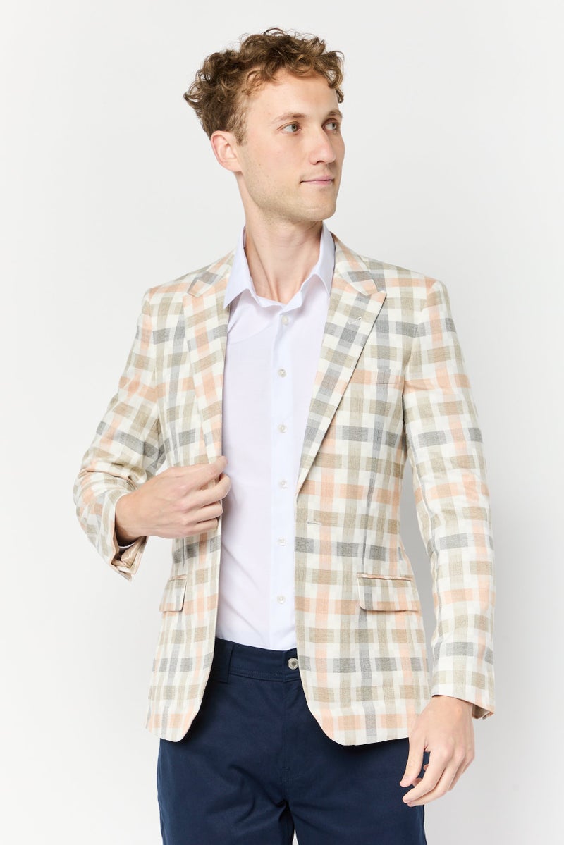 Asos Design Men Regular Fit Checkered Casual Blazers, Grey - Image 1