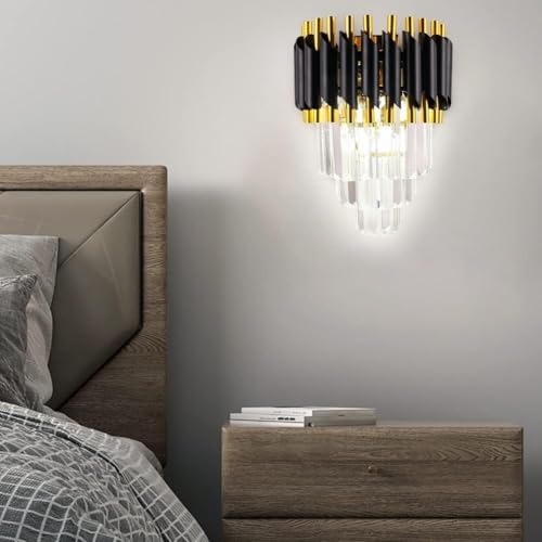 KINIS Black Gold and Crystal Led Wall Light for Living Room, Led Wall Lamp for Bedroom, Led Wall Scone for Home Decoration, Led Wall Lamp for Home Wall, Led Wall Lamp for Home/Resturant/Cafe/Bar/Hotel - Image 4