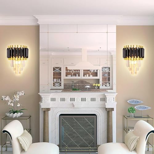KINIS Black Gold and Crystal Led Wall Light for Living Room, Led Wall Lamp for Bedroom, Led Wall Scone for Home Decoration, Led Wall Lamp for Home Wall, Led Wall Lamp for Home/Resturant/Cafe/Bar/Hotel - Image 3