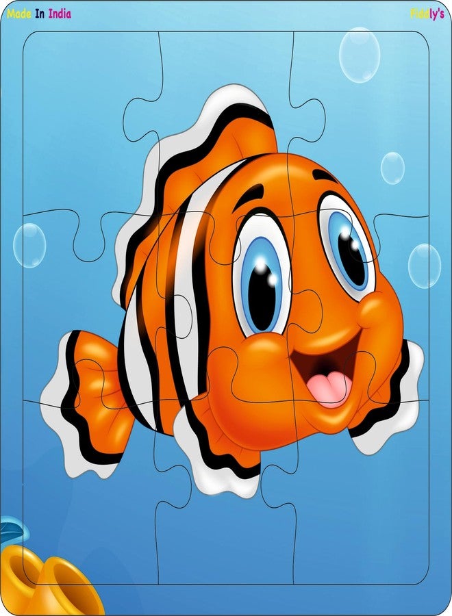 Fiddlys Wooden Jigsaw Puzzles for Kids & Children – 9 Pieces Each, Pack of 6|Double Layered Front & Back Print| Educational Toy for Boys & Girls Age 2 3 4 5 6 Year Old (Animal & Sea) - Image 5