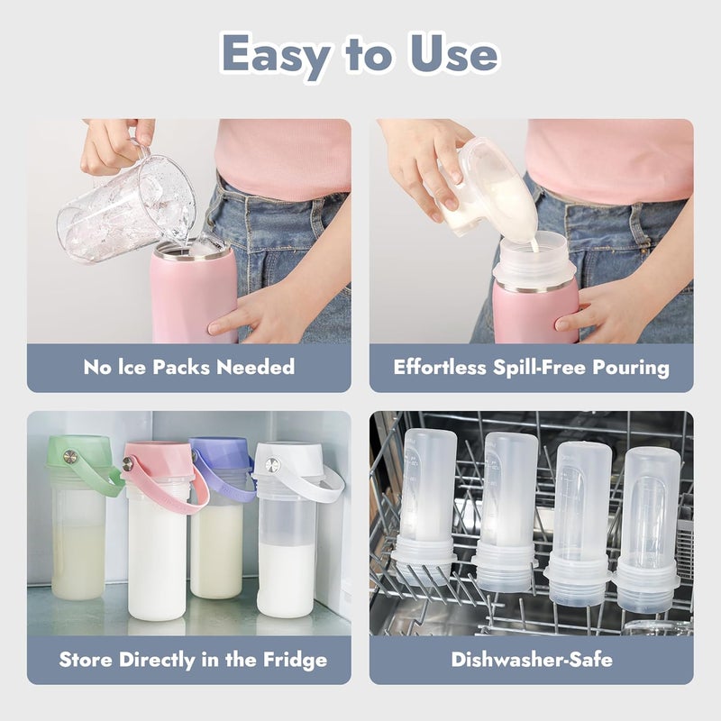 HEYTRIP Vacuum Insulated Breastmilk Cooler Bottle 20oz Stainless Steel Portable Breastmilk Chiller Reusable Storage Container Keeps Milk Fresh for 36 Hours TSA Approved Violet Aurora - Image 5