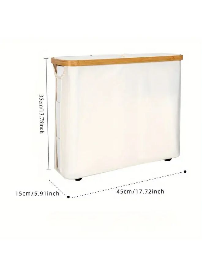 Beige Bamboo Design Plastic Laundry Basket With Lid Heavy Duty Waterproof Storage Organizer 12 Roll Capacity Open Top And Lid Smooth Edges Sturdy Hinges Breathable Moisture Resistant For Bathroom Bedroom Living Room Multipurpose Space Saving Bin - Image 5
